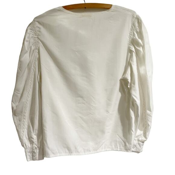 Contra Sensura Medium White Peasant Blouse Brazil Button Front Puff Sleeves - Picture 2 of 9